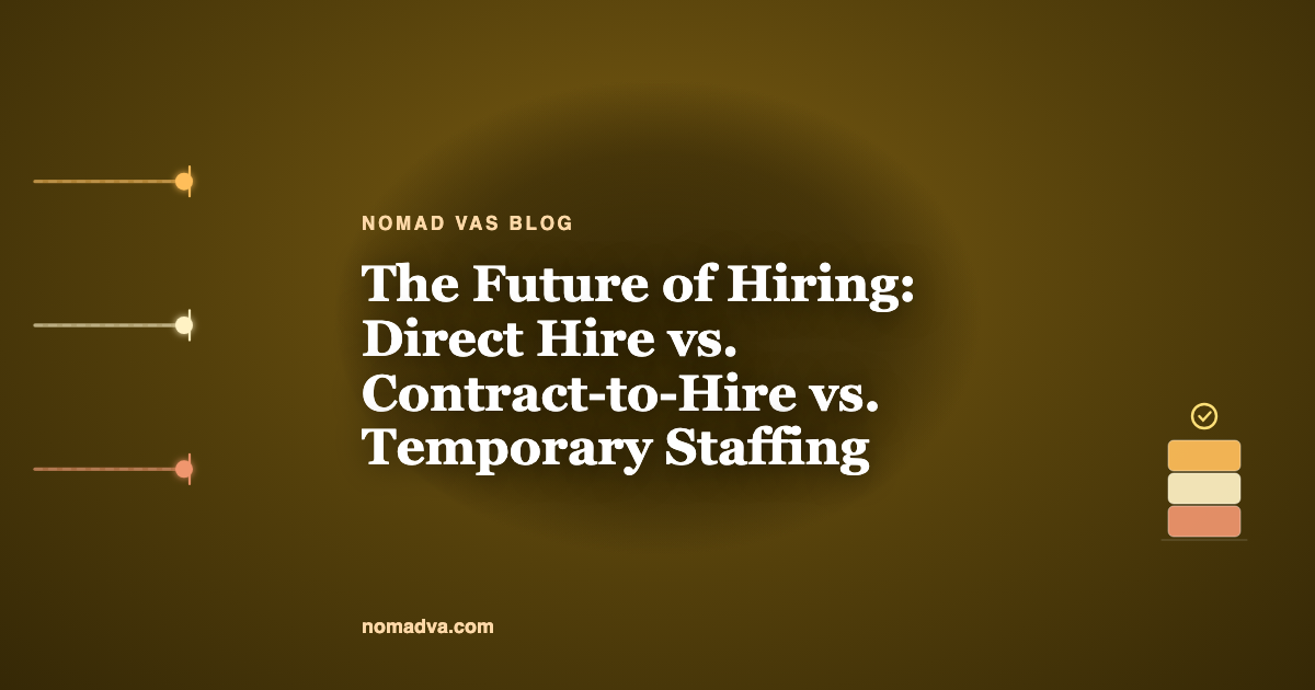 Three hiring models compared side by side: direct hire, contract-to-hire and temporary staffing