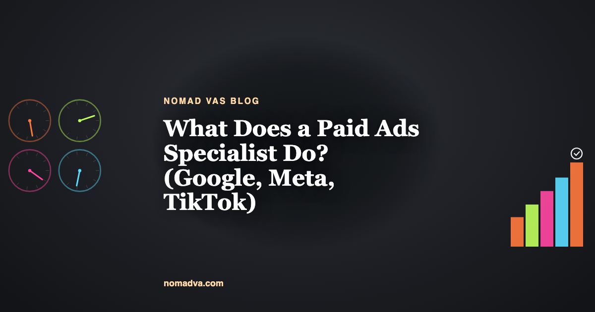 A paid ads specialist reviewing Google, Meta and TikTok campaign results on a dashboard